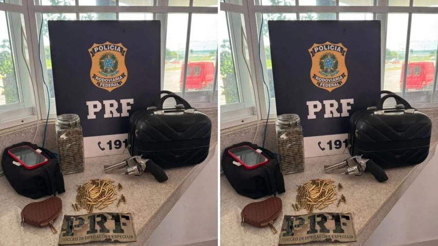 Homem é pego com arma e drogas em ônibus em Conquista